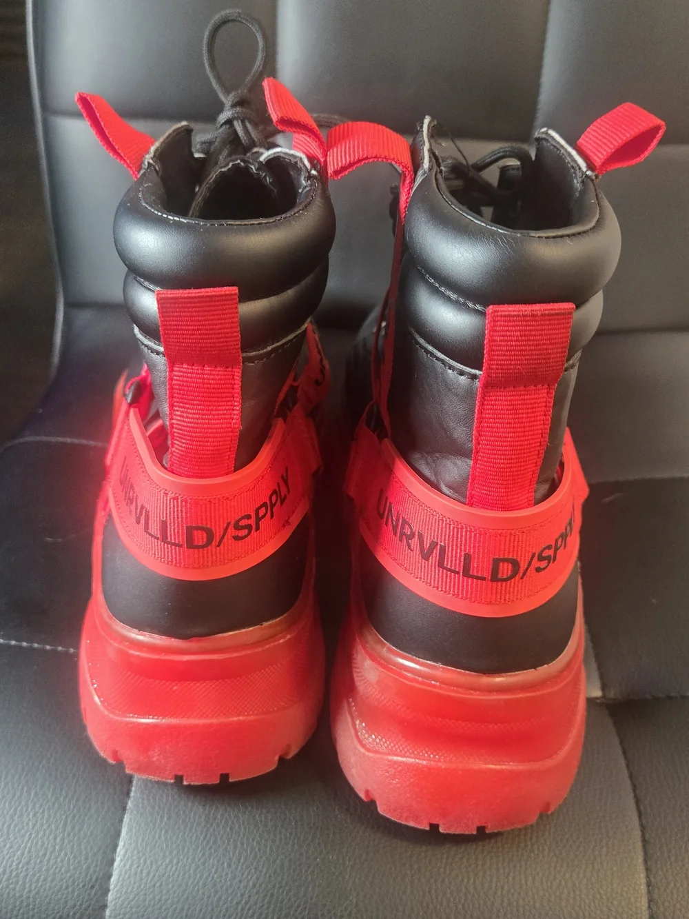 ASOS Black and Red Platform Combat Boots
